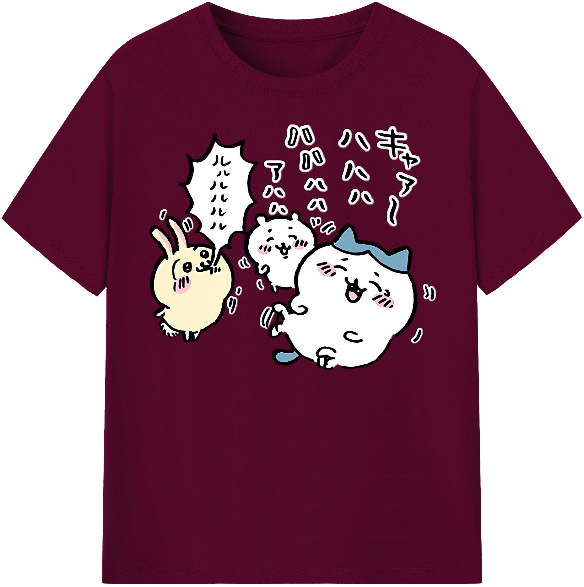 （画像用） ちいかわ うさぎ Chii-kawa usagi レディースカジュアルプリントTシャツ（綿100％）